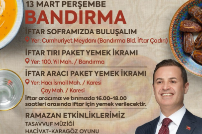 BANDIRMA’DA BÜYÜKŞEHİR BELEDİYESİ’NDEN İFTAR ORGANİZASYONU