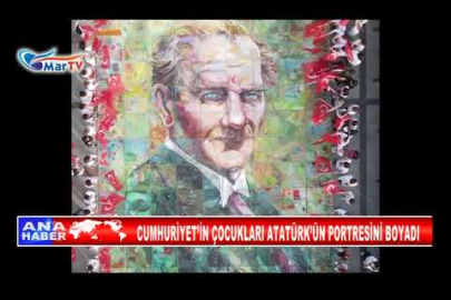 CUMHURİYET’İN ÇOCUKLARI ATATÜRK’ÜN PORTRESİNİ BOYADI